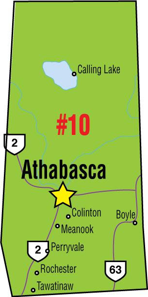 A map of the Alberta Union of Provincial Employees&#039; Athabasca Area Council.