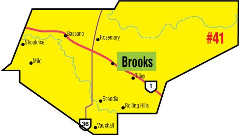 A map of the Alberta Union of Provincial Employees&#039; Brooks Area Council.