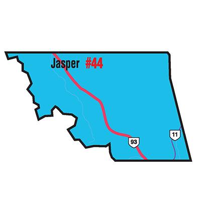 A map of the Alberta Union of Provincial Employees&#039; Jasper Area Council.
