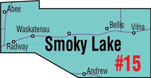 A map of the Alberta Union of Provincial Employees&#039; Smoky Lake Area Council.