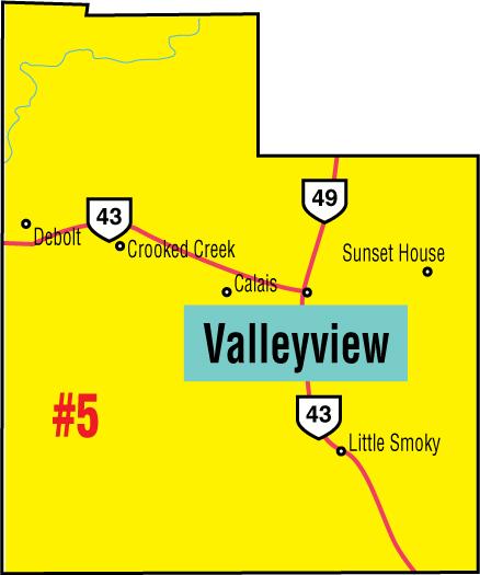 A map of the Alberta Union of Provincial Employees&#039; Valleyview Area Council.