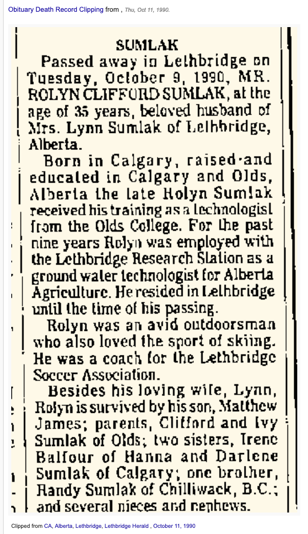 Rolyn Sumlak Obit.