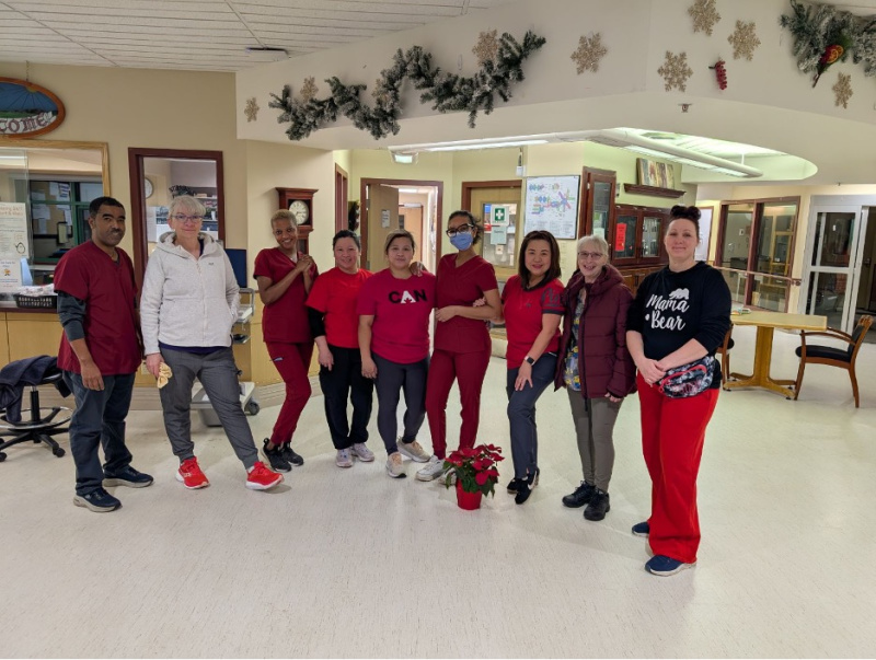 AUPE members proudly wearing red at CapitalCare Strathcona.